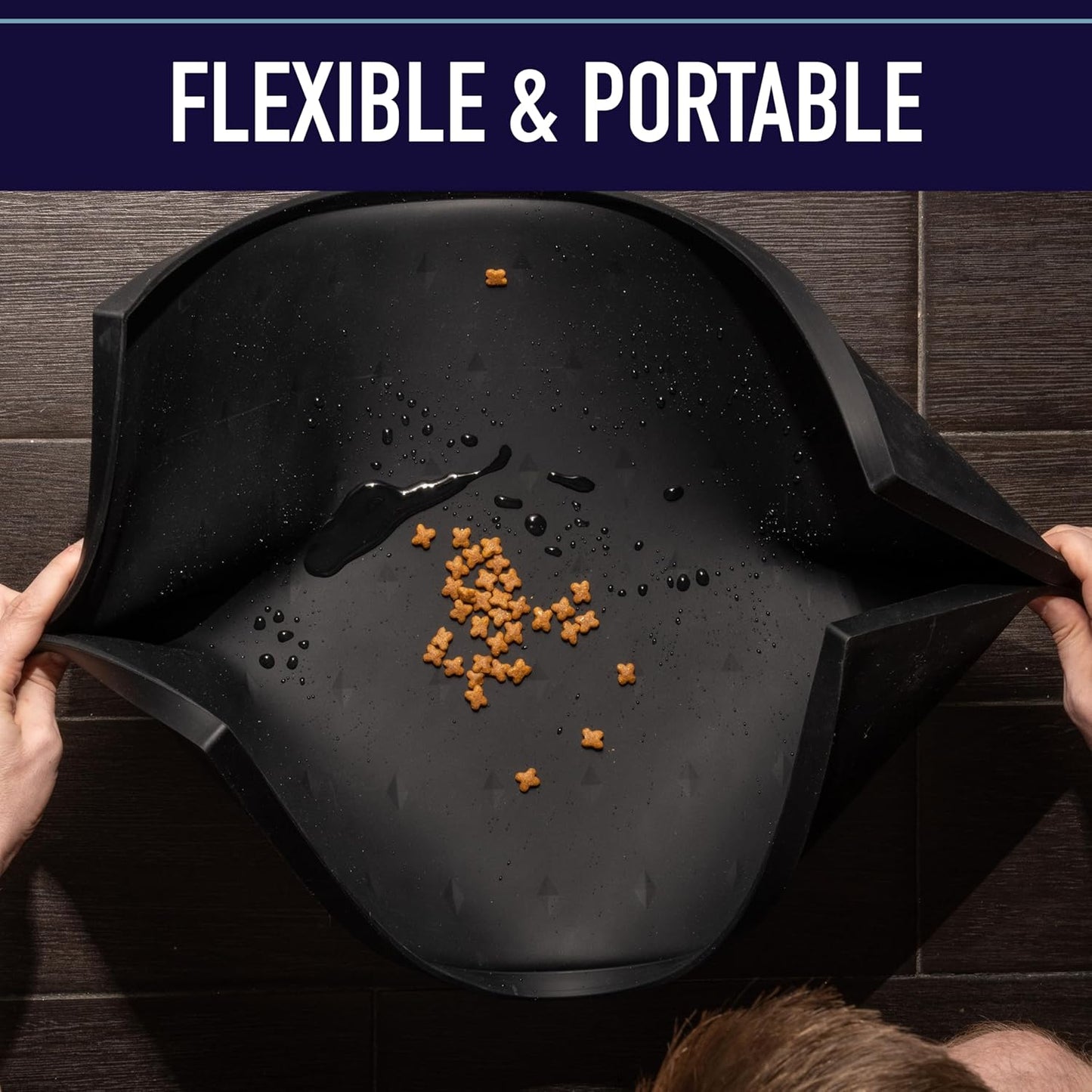 Dog Food Mat - Waterproof Cat & Dog Bowl Mat for Food and Water, Silicone Pet Feeding Mats for Floors, Non-Slip Placemat with High Edges, Puppy Essentials (XXL: 30"X22", Black)