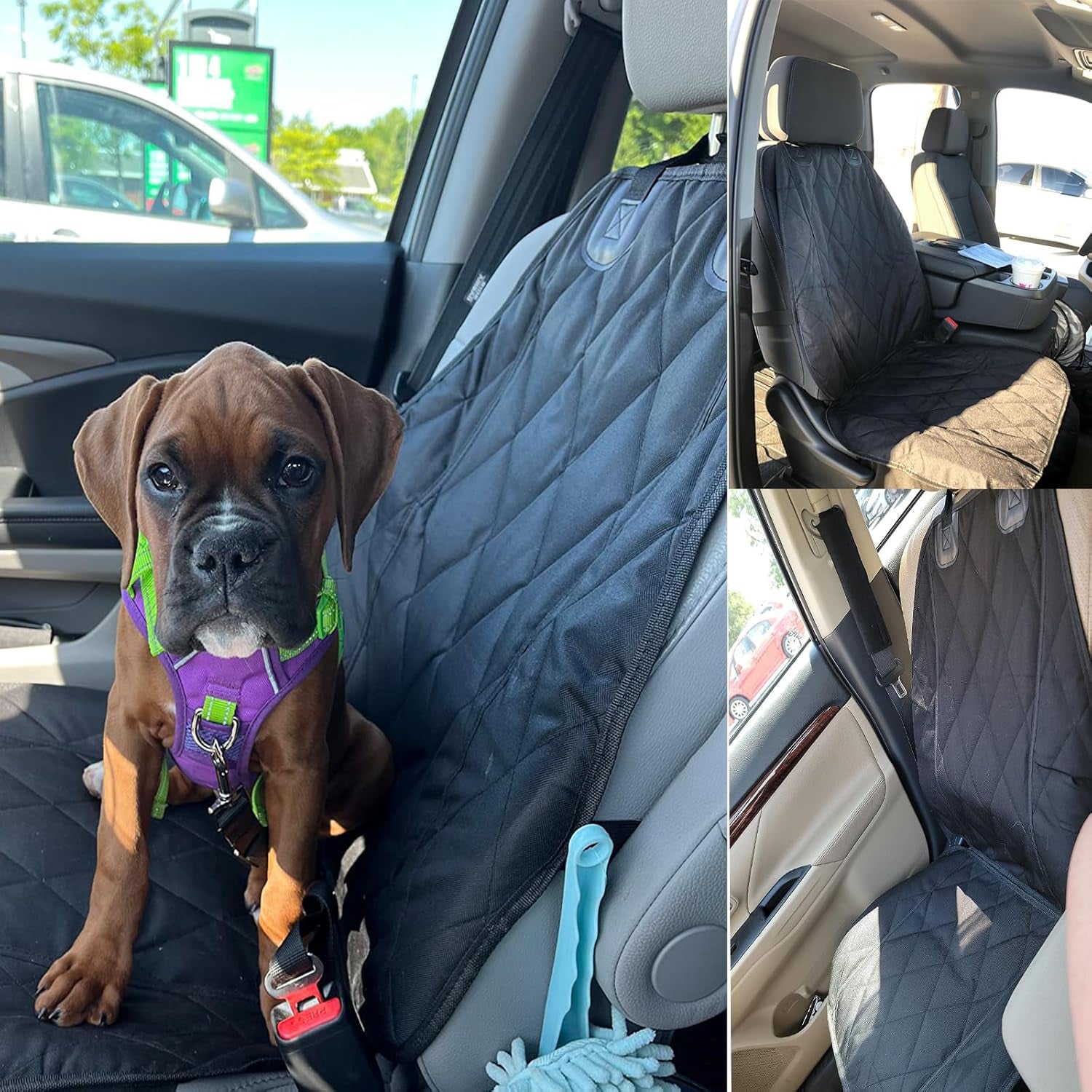 Dog Seat Cover Cars Trucks Suvs, Thick 600D Waterproof Pet Car Seat Cover Dog, Heavy Duty & Wear-Resistant Durable Nonslip Backing with Side Flaps, Scratchproof Dog Front Seat Cover