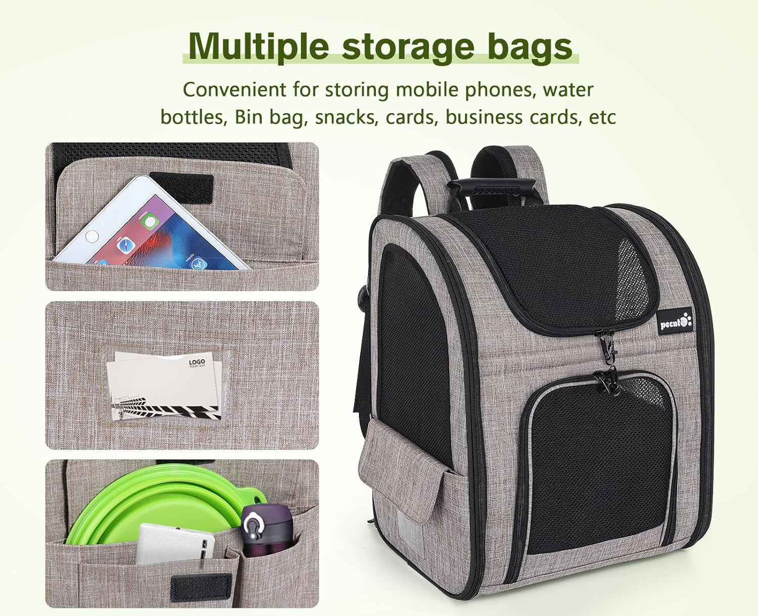 Pet Carrier Backpack, Dog Carrier Backpack, Expandable with Breathable Mesh for Small Dogs Cats Puppies, Pet Backpack Bag for Hiking Travel Camping Outdoor Hold Pets up to 17 Lbs