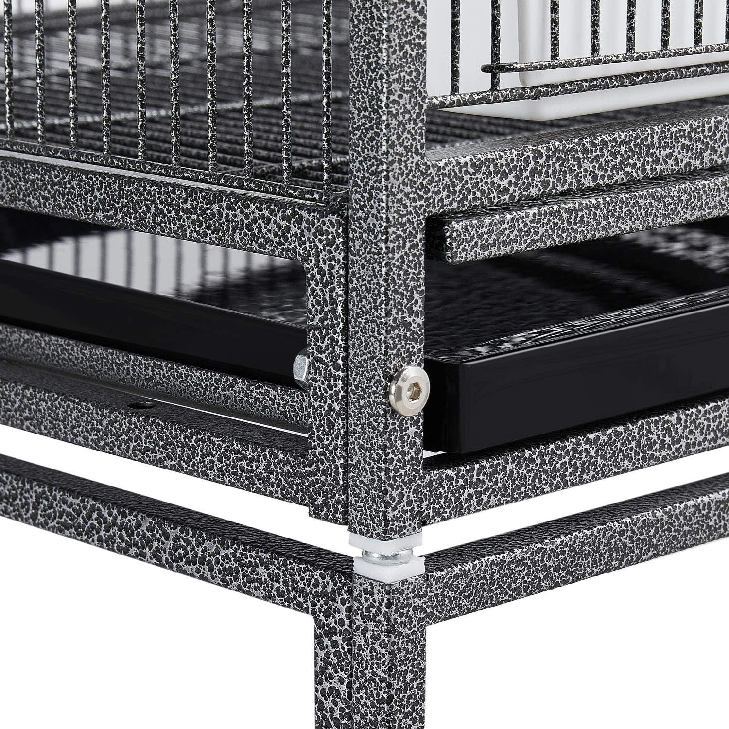 41.5" Stackable Divided Breeder Cage for Small Birds with Mobile Stand in Black