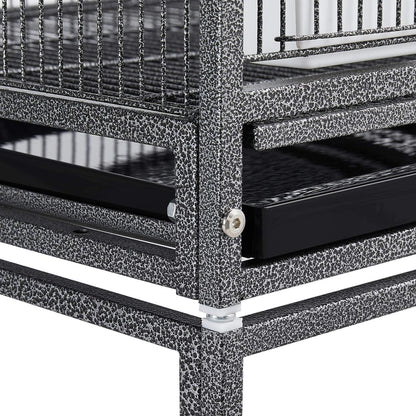 41.5" Stackable Divided Breeder Cage for Small Birds with Mobile Stand in Black
