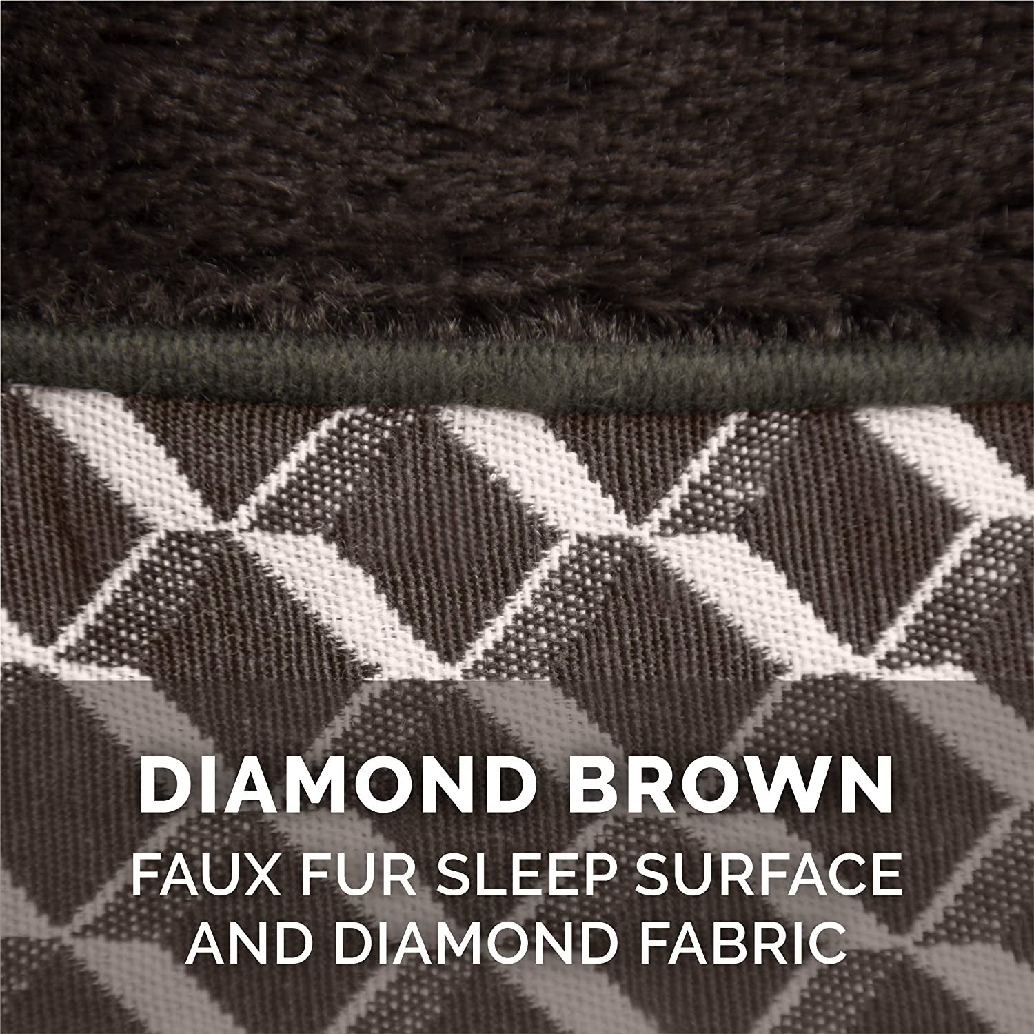 Orthopedic Dog Bed for Small Dogs W/ Removable Bolsters & Washable Cover, for Dogs up to 20 Lbs - Plush & Woven Decor Comfy Couch Sofa - Diamond Brown, Small