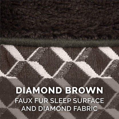Orthopedic Dog Bed for Small Dogs W/ Removable Bolsters & Washable Cover, for Dogs up to 20 Lbs - Plush & Woven Decor Comfy Couch Sofa - Diamond Brown, Small
