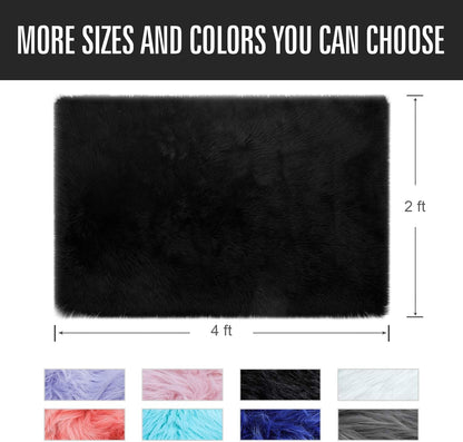 Luxury Fluffy Rugs Bedroom Furry Carpet Bedside Faux Fur Sheepskin Area Rugs Children Play Princess Room Decor Rug, 2 X 4 Feet