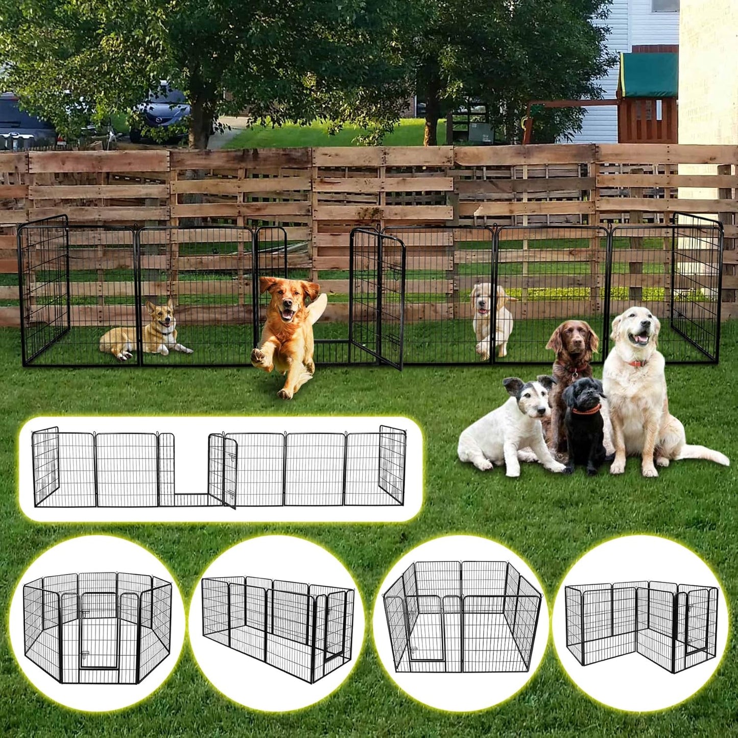 Dog Fences for the Yard, Camping, Dog Pens Outdoor, Dog Pen Indoor, 8 Panels Dog Playpen for Small/Medium/Dogs, 40 Inch Height Pet Exercise Pen for Rabbit/Puppy/Small Animals