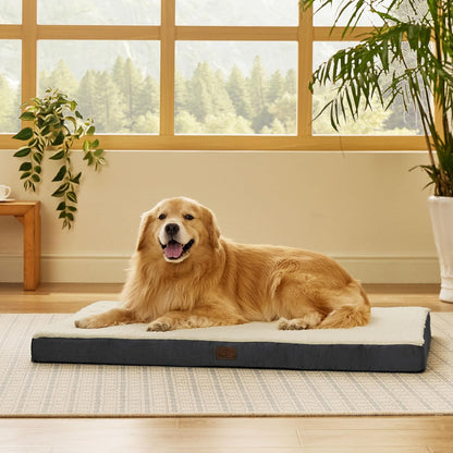 XL Dog Beds Large Sized Dog -Comfy Flat Extra Large Pet Beds with Removable Washable Cover, Orthopedic Egg Crate Foam Mat, Suitable for Pet up to 100 Lbs
