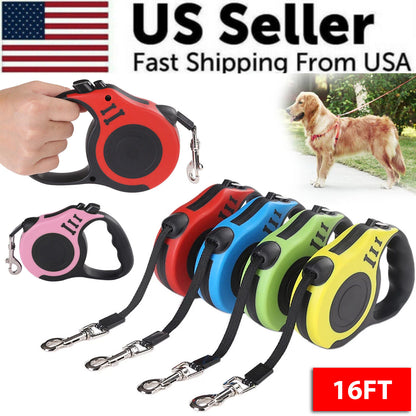 16.5FT Automatic Retractable Dog Leash with Pet Collar - Hands-Free Walking Solution, Free Shipping in the United States