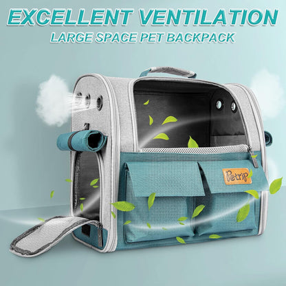 Pet Backpack Carrier for 20 Lbs Cats Small Dogs, Expandable Cat Backpack with Super Ventilated Design, Safety Straps, Buckle Support, Airline Approved Collapsible Dog Backpack