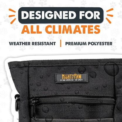 Dog Treat Pouch | No Spill Magenetic Clasp - Hands-Free Pouches for Training - Pets Training Treat Pouches for Dog Walks - Pet Bags Pouch - Built in Poop Bag Holder - Black