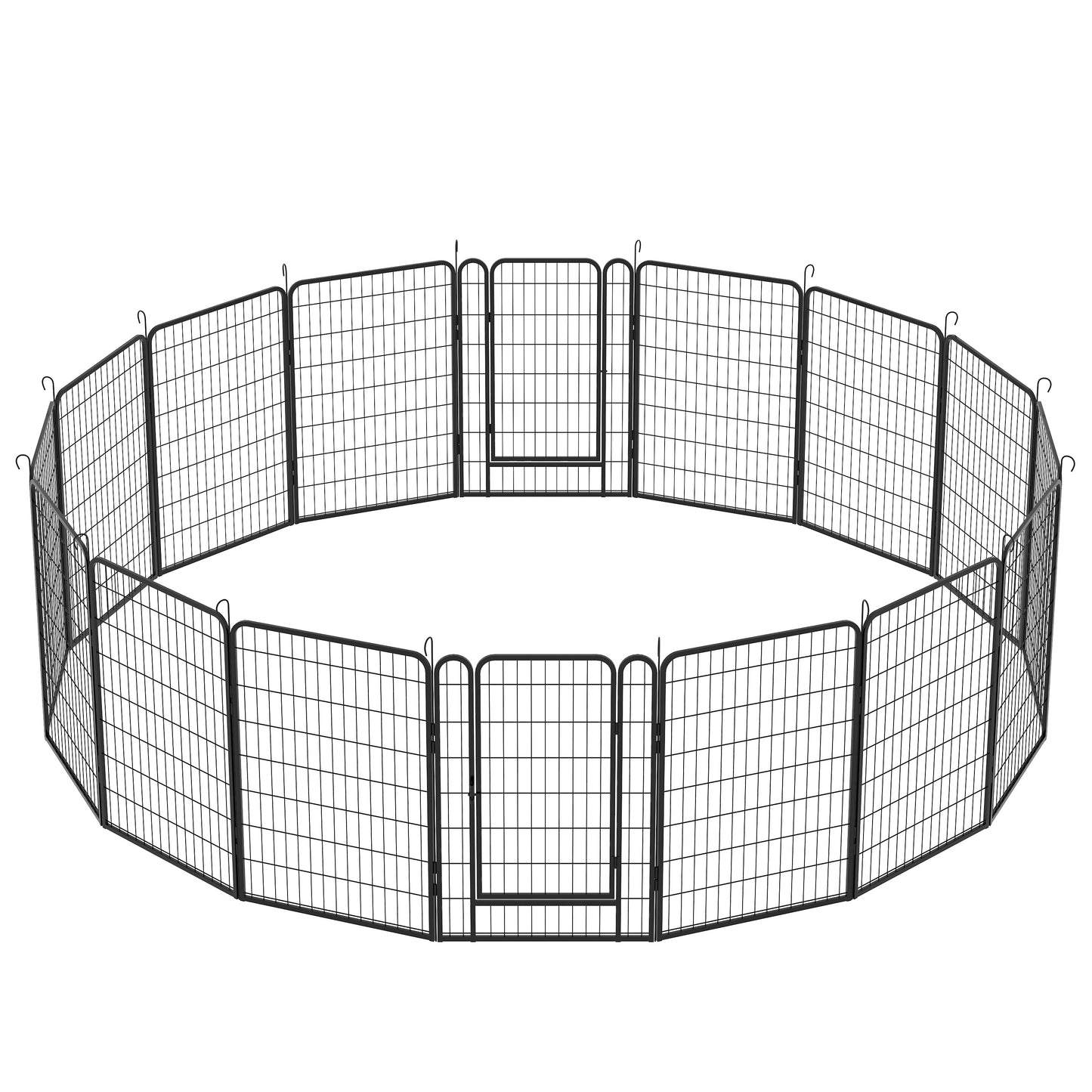 16 Panels Heavy-Duty Metal Playpen with Door, 39.37' H Dog Fence Pet Exercise Pen for Outdoor, Indoor