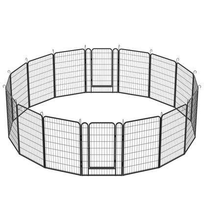 16 Panels Heavy-Duty Metal Playpen with Door, 39.37' H Dog Fence Pet Exercise Pen for Outdoor, Indoor