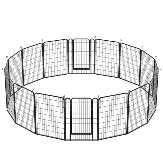 16 Panels Heavy-Duty Metal Playpen with Door, 39.37' H Dog Fence Pet Exercise Pen for Outdoor, Indoor