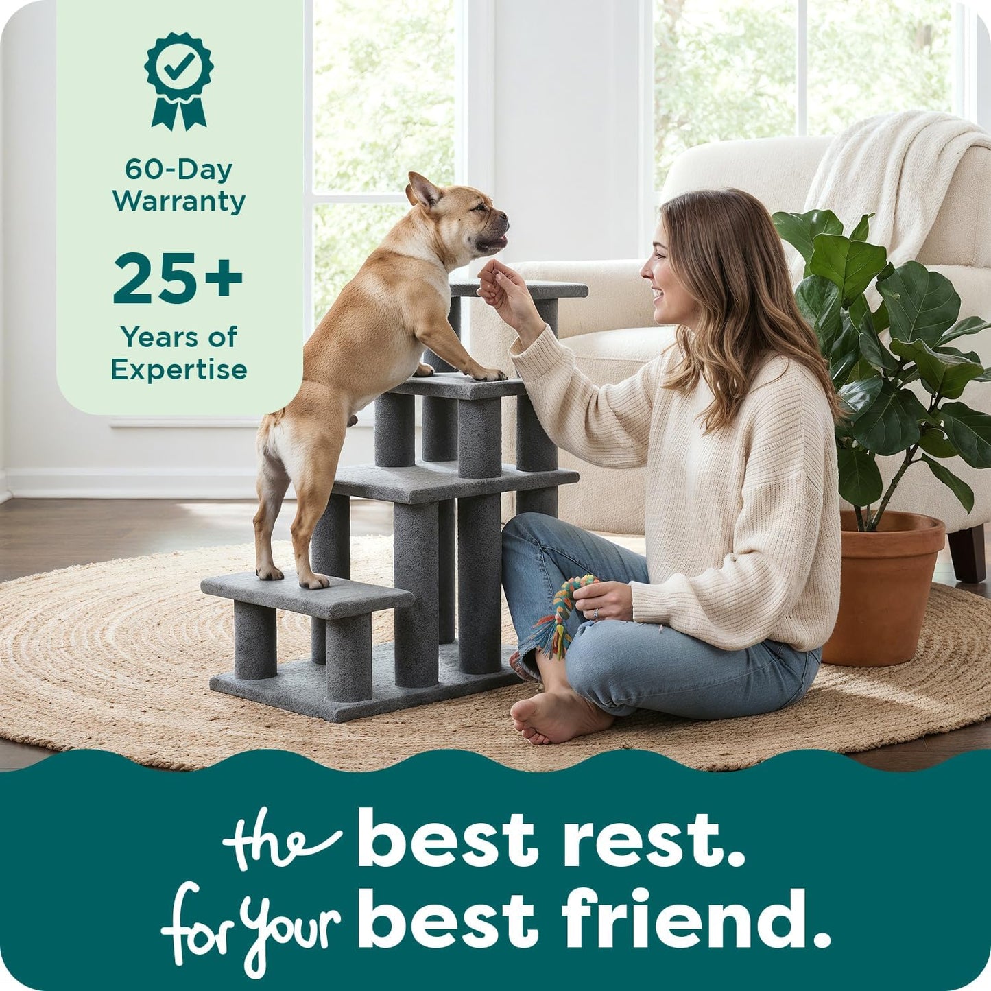 Steady Paws Multi-Step Pet Stairs for High Beds & Sofas - Gray, 4-Step