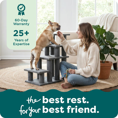 Steady Paws Multi-Step Pet Stairs for High Beds & Sofas - Gray, 4-Step