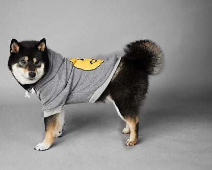 Smiley Dog Hoodie Stylish Dog Clothes Smiley Face Sweater Cotton Sweatshirt Fashion Outfit for Dogs Cats Puppy Small Medium Large (X-Large, Grey)