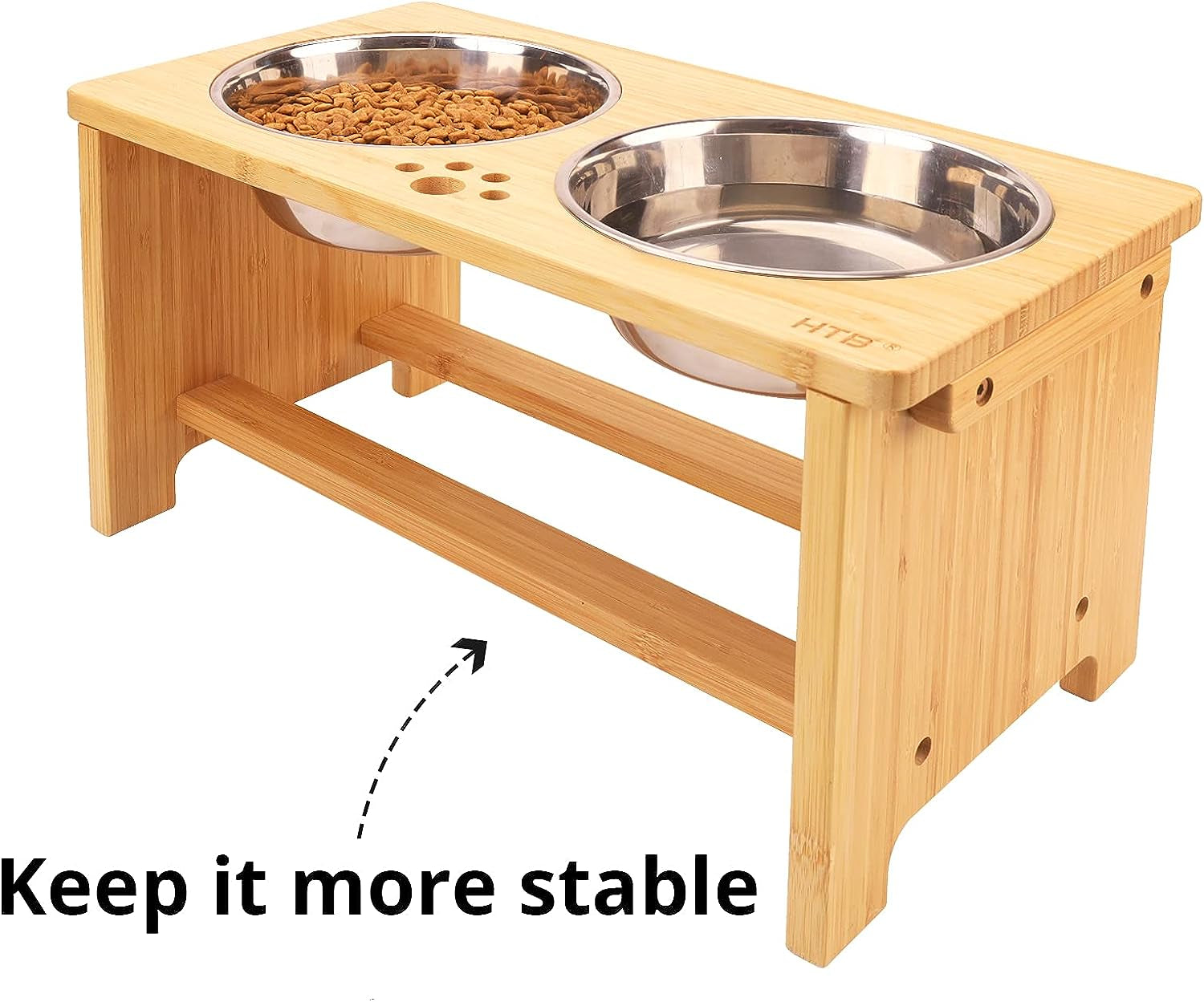 Elevated Dog Bowl Stand with Dual Stainless Steel Bowls for Dogs of All Breeds