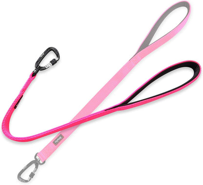 Pets 24 Inches Heavy Duty Short Leash with Comfortable Handle and Lightweight Aviation Aluminium Clip Lead- for Large Medium Dogs Daily Necessities. (Hot Pink)