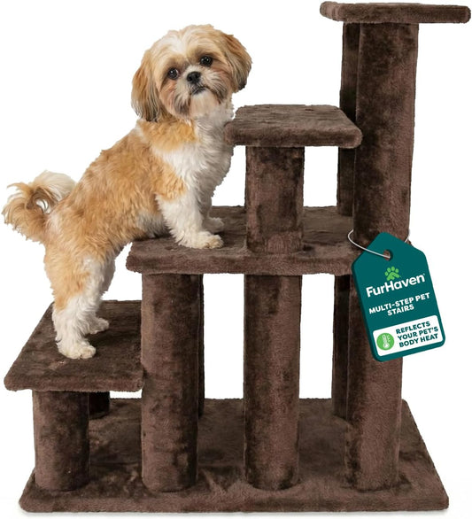 Steady Paws Multi-Step Pet Stairs for High Beds & Sofas - Brown, 4-Step