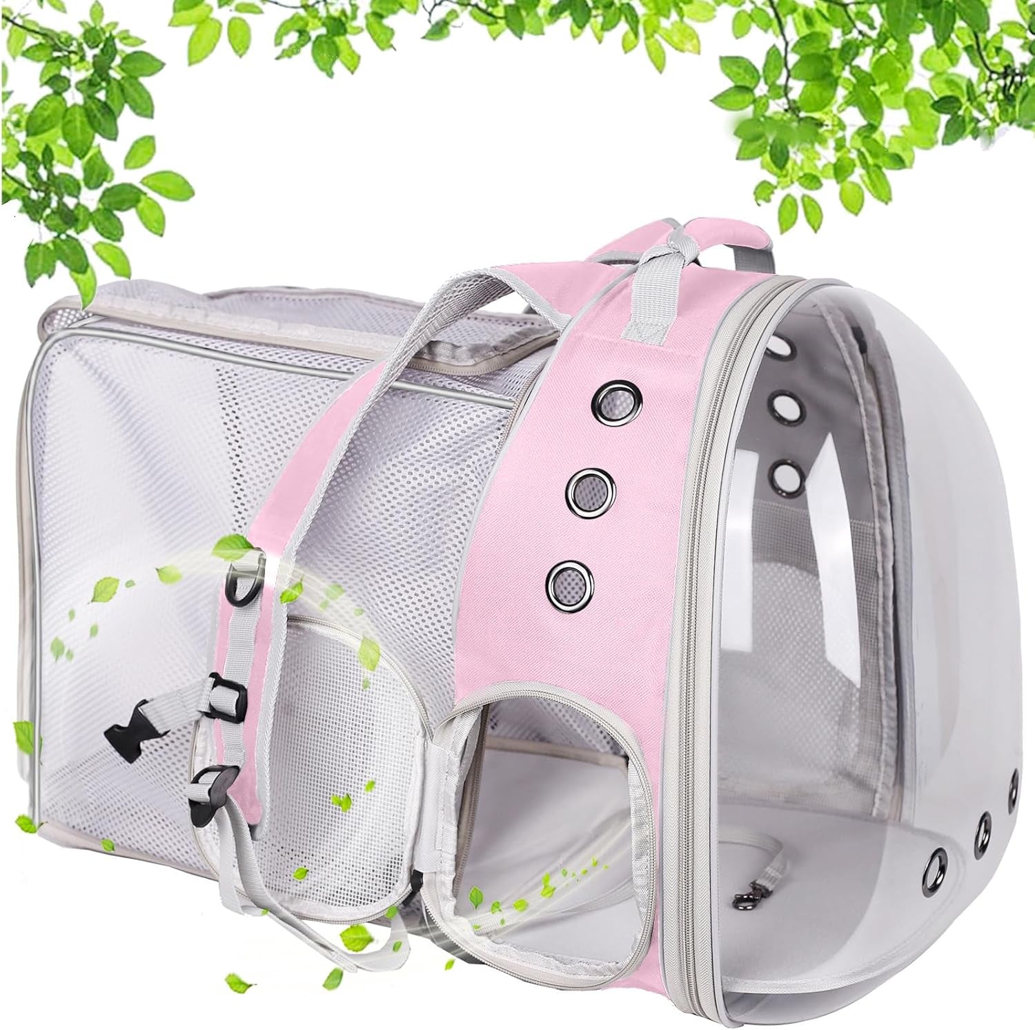 Square Back Extension Pet Backpack Carrier for Cat and Small Puppy up to 12 Pounds, Clear Space Capsule Astronaut Transparent Bubble Window Backpack to Carry and Transport Cat to Vet and Traveling