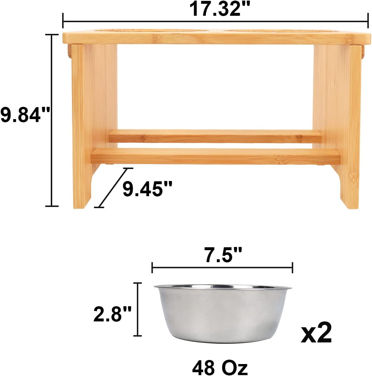 Elevated Dog Bowl Stand with Dual Stainless Steel Bowls for Dogs of All Breeds