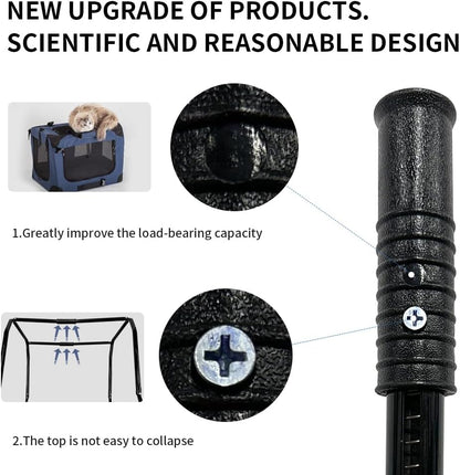 Extra Large Cat Carrier Soft Sided, Portable Small Dog Carrier for 2 Cats, 24"X16.5"X16" Car Travel Folding Comfortable Design with Bowl, Grey