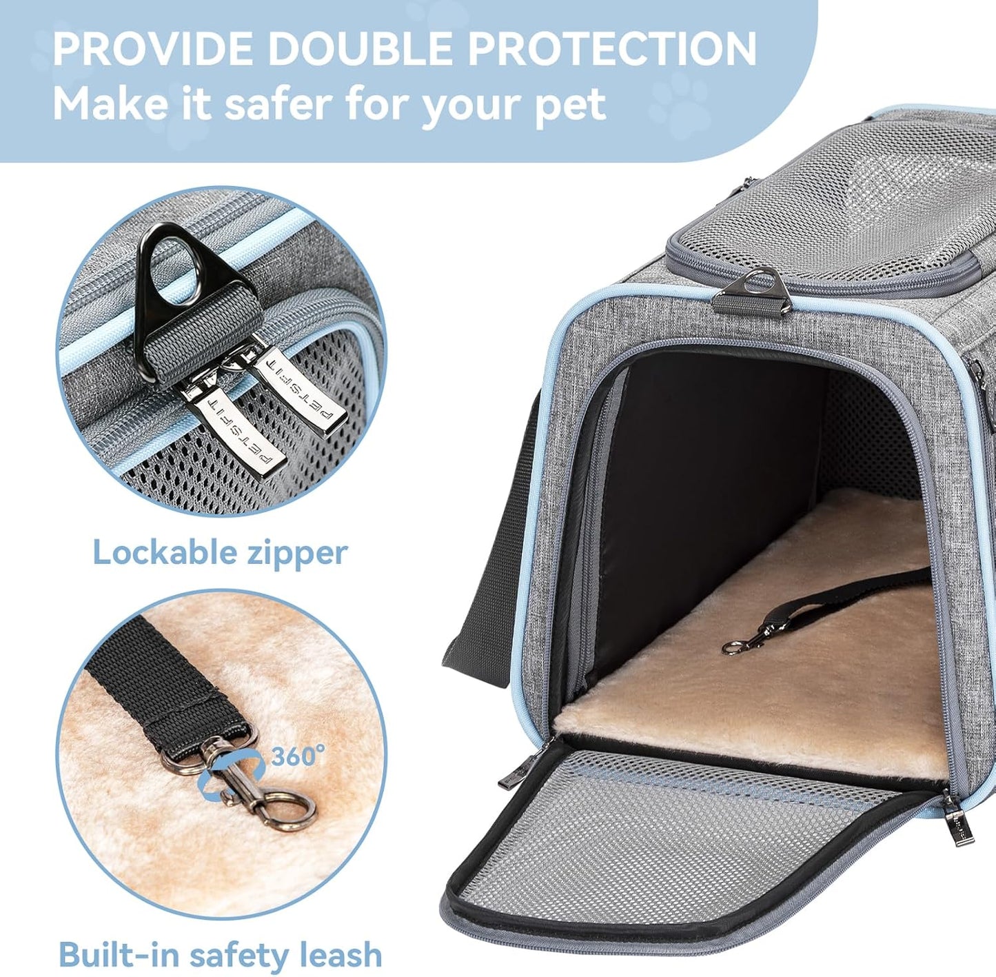 Expandable Cat Carrier Dog Carriers,Airline Approved Soft-Sided Portable Pet Travel Washable Carrier for Kittens,Puppies,Removable Soft Plush Mat and Pockets,Locking Safety Zippers