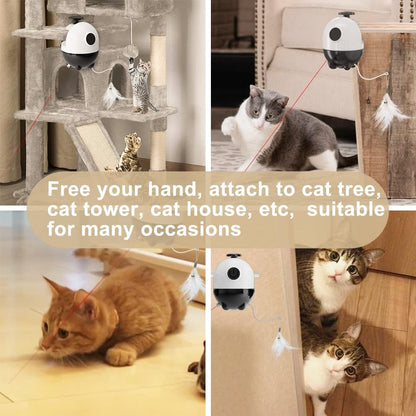 Cat Toys Interactive - 2 in 1 Laser and Cat Feather Toys Kitten Toys, Automatic Cat Toys for Indoor Cats Play Chase Exercise, with 2 Pcs Feather and Streamer Tape Replacements