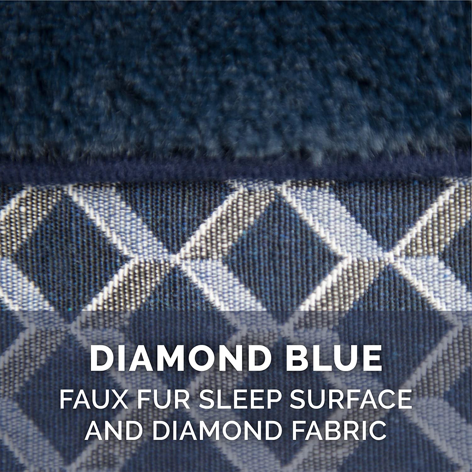 Pillow Dog Bed for Large Dogs W/ Removable Bolsters & Washable Cover - Plush & Woven Decor Comfy Couch Sofa - Diamond Blue, Jumbo/Xl