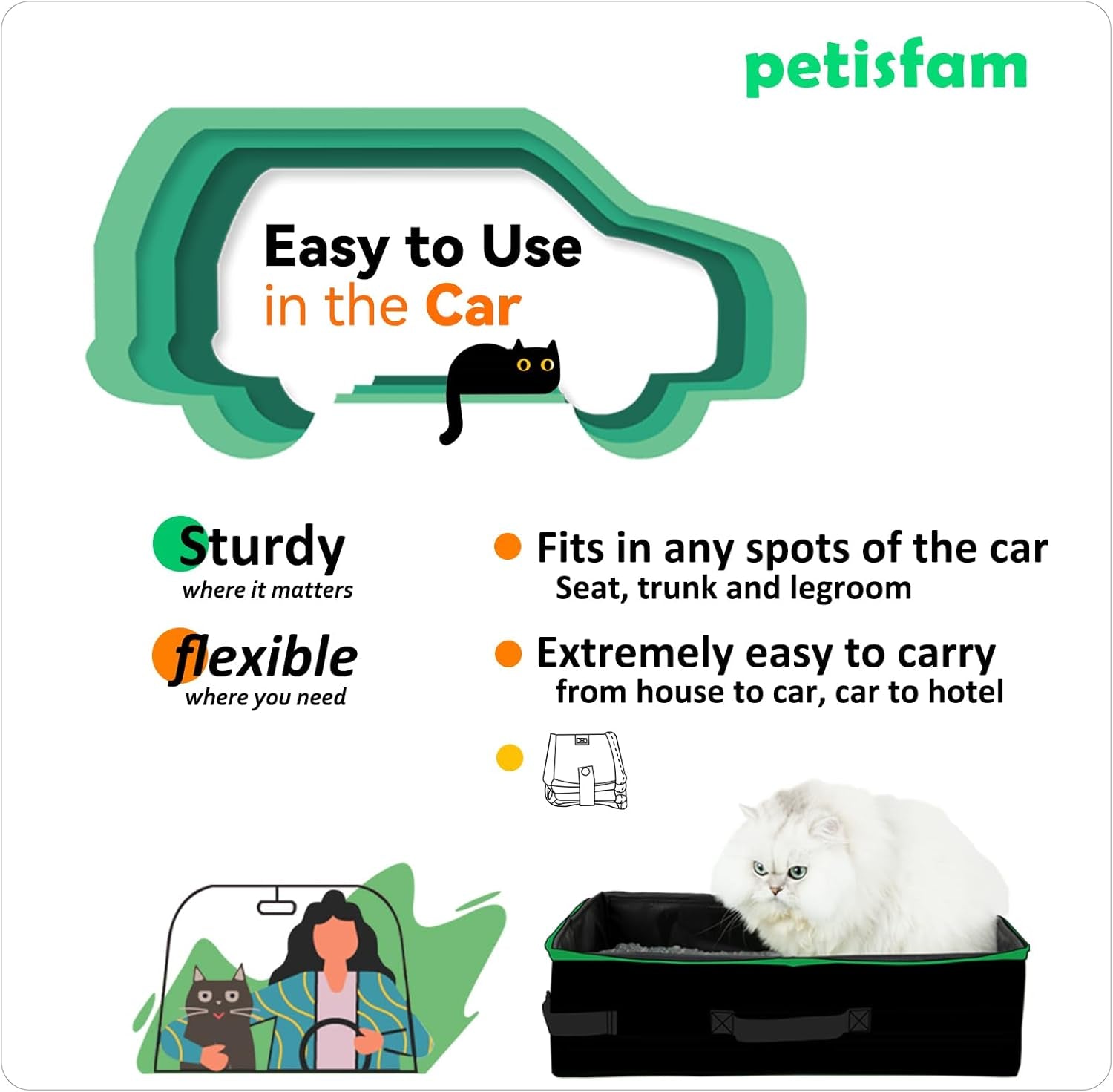 Portable Cat Litter Box with Lid for Superior Odor Control and Litter Management - Perfect for Travel by Car, Hotel, and Air