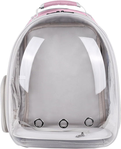 Square Back Extension Pet Backpack Carrier for Cat and Small Puppy up to 12 Pounds, Clear Space Capsule Astronaut Transparent Bubble Window Backpack to Carry and Transport Cat to Vet and Traveling