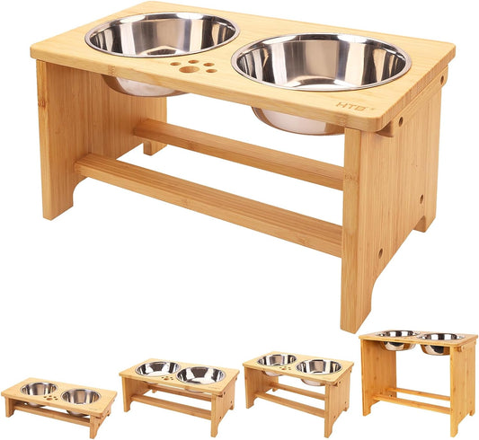 Elevated Dog Bowl Stand with Dual Stainless Steel Bowls for Dogs of All Breeds