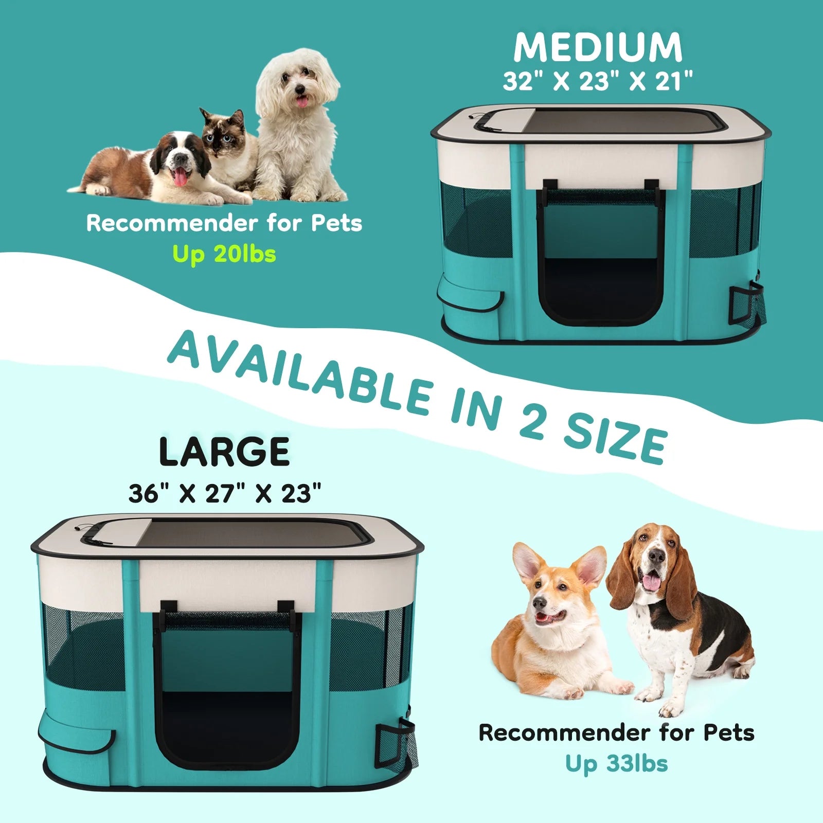 Foldable Portable Pet Playpen for Dogs and Cats - Versatile Exercise Kennel Tent with Removable Shade Cover for Indoor and Outdoor Use (Medium)