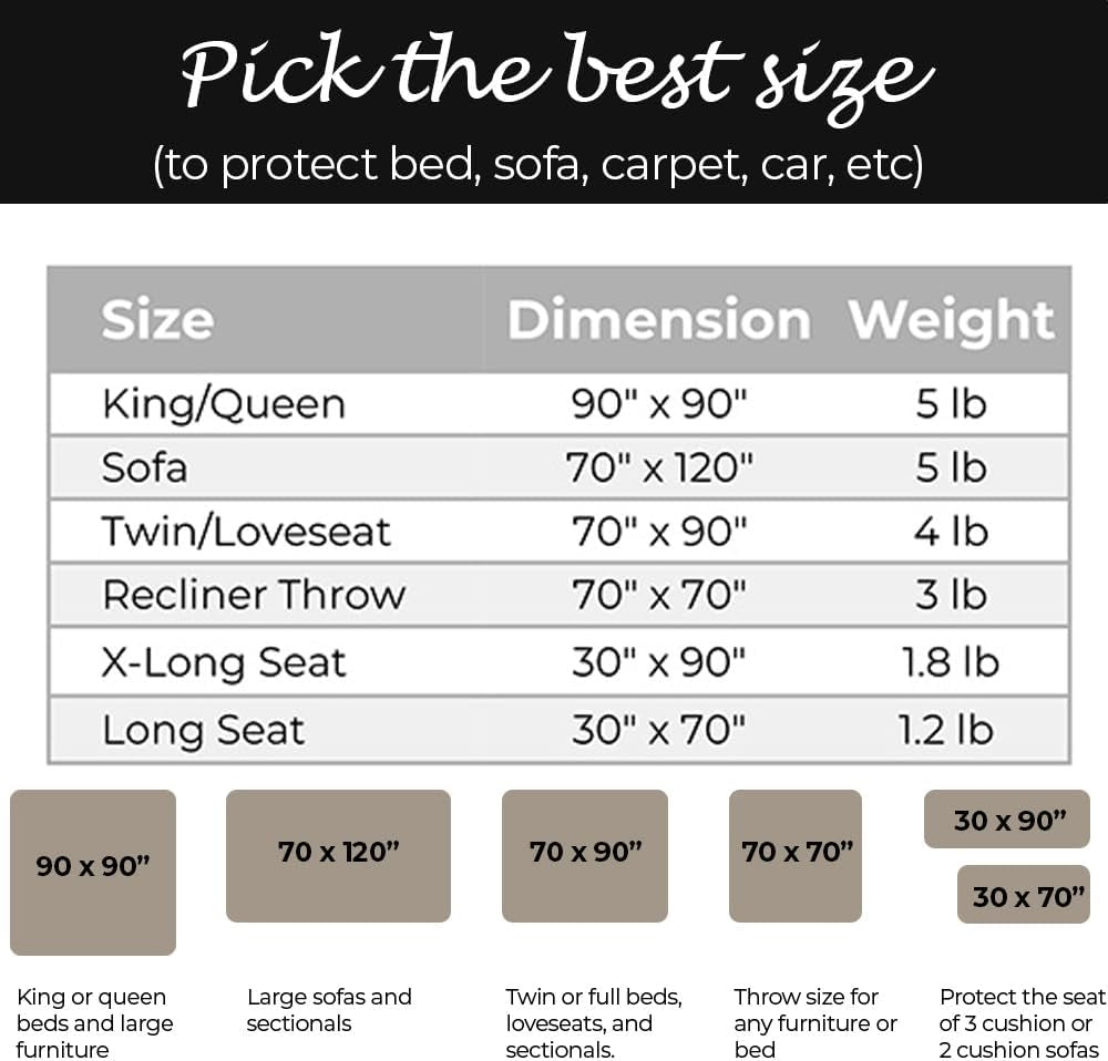 100% Waterproof Furniture Cover Blanket for Dogs and Cats, Protection for Bed Couch Sofa Recliner Carpet, Soft Durable Washable Microfleece, Buff-Clay, 70X120 Inches