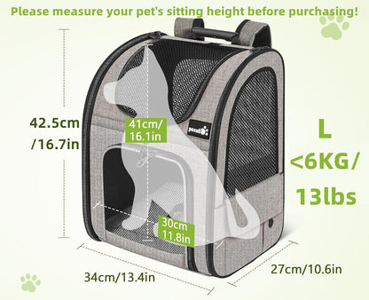 Pet Carrier Backpack, Dog Carrier Backpack, Expandable with Breathable Mesh for Small Dogs Cats Puppies, Pet Backpack Bag for Hiking Travel Camping Outdoor Hold Pets up to 17 Lbs