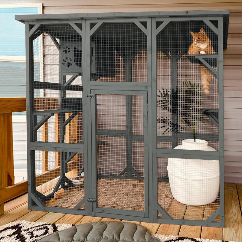 Euretta Large Waterproof Cat Playpen for Indoor and Outdoor Environments
