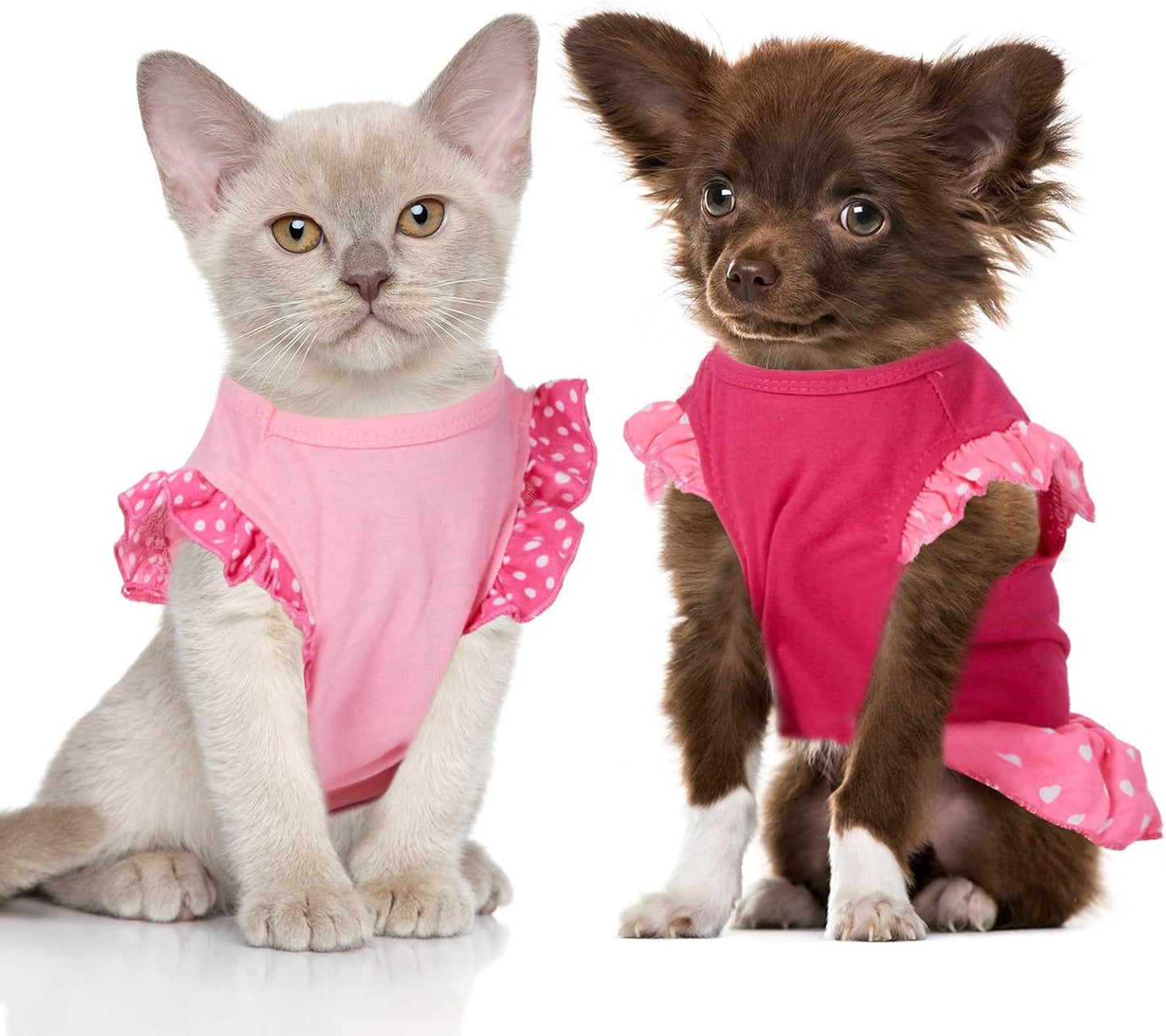 4 Pack Dog Dress Cute Pink Dog Clothes Skirt Girl Pet Princess Dress Puppy Summer Apparel Clothes Skirt Shirt with Ruffles Apparel for Small Puppy Cats Pet(M)