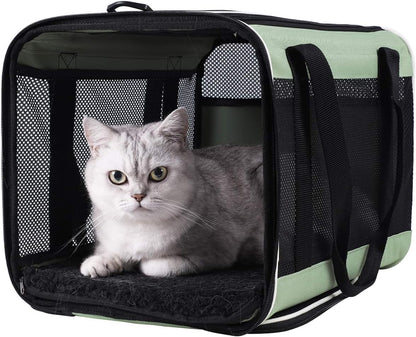 Easy Load Pet Carrier for Large, Medium Cats, 2 Cats and Small Dogs with Comfy Bed. Easy to Get Cat In, Escape Proof, Easy Storage, Washable, Safe and Comfortable for Vet Visit and Car Ride