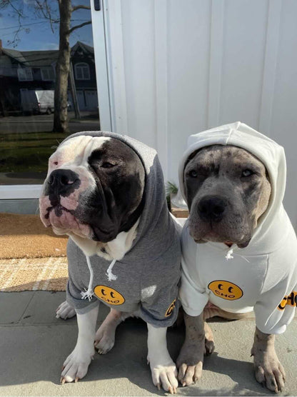 Smiley Dog Hoodie Stylish Dog Clothes Smiley Face Sweater Cotton Sweatshirt Fashion Outfit for Dogs Cats Puppy Small Medium Large (X-Large, Grey)