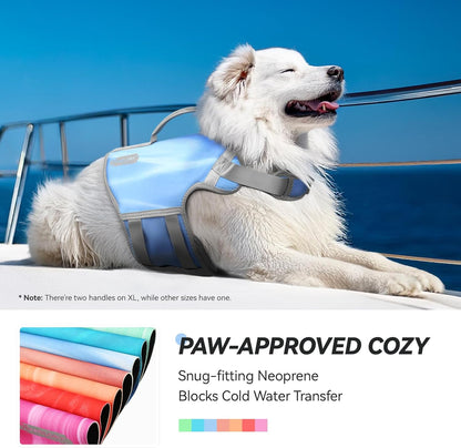 Neoprene Dog Life Vest, Dog Life Jacket for Swimming & Boating, Lightweight & Buoyancy for Puppy Doggy, Swimming Vest with Handle, XS, Blue Wave