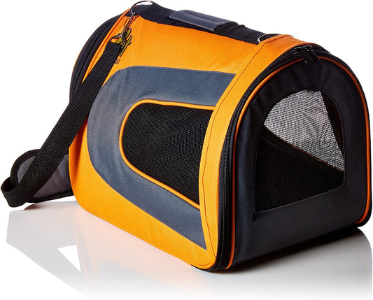 Airline Approved Soft-Sided Pet Travel Carrier – Portable Cat & Small Dog Carrier Bag for Puppies, Rabbits & Other Pets – Large, Orange (18'' X 11'' X 10'')
