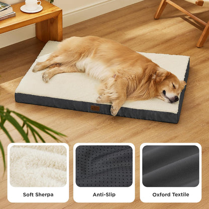 XL Dog Beds Large Sized Dog -Comfy Flat Extra Large Pet Beds with Removable Washable Cover, Orthopedic Egg Crate Foam Mat, Suitable for Pet up to 100 Lbs